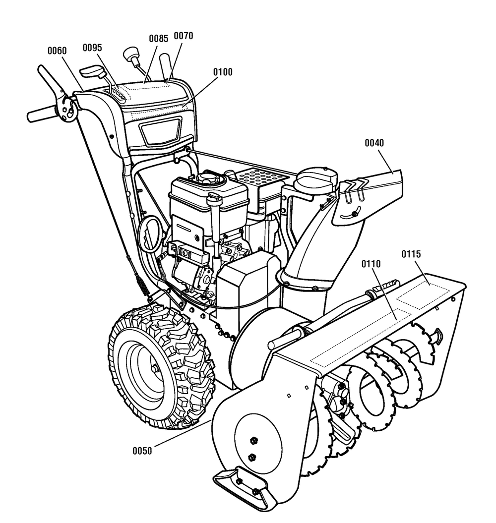 Decals Diagram and Parts List for 1695733 2009 Briggs and Stratton Snow Blower